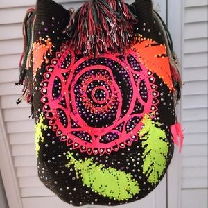 Wayuu boho bag with Swarovski embellishments
